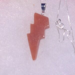 Natural Aventurine Lightning Bolt Sterling Silver 16” Necklace